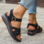 Damen Elegante Sandalen mit verstellbaren Riemen und ergonomischem Fußbett R&B
