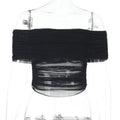 Damen Off-Shoulder Crop-Top mit Raffungen R&B