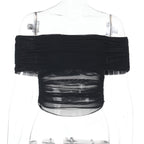 Damen Off-Shoulder Crop-Top mit Raffungen R&B