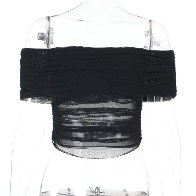 Damen Off-Shoulder Crop-Top mit Raffungen R&B