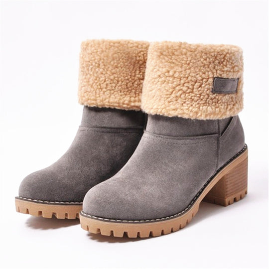Damen warme Winterstiefel mit kuscheligem Kunstfellrand und robuster Profilsohle R&B