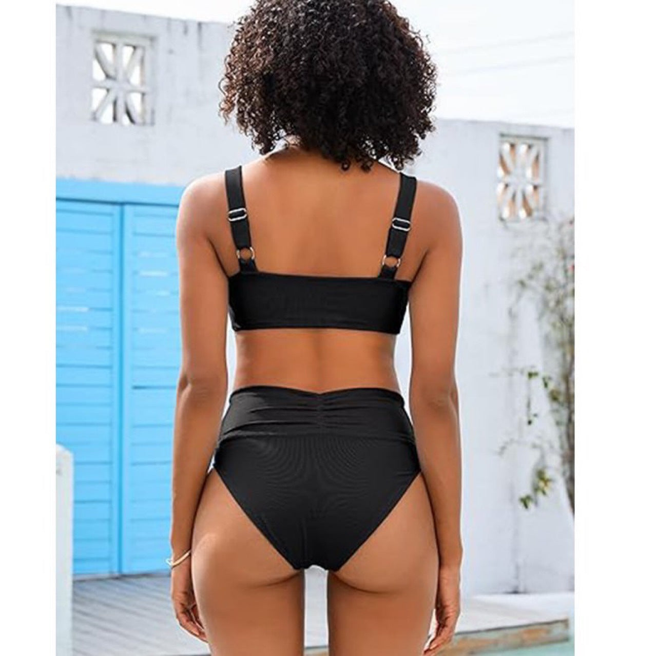 Damen Hochtailliertes Bikini-Set mit gerafftem Oberteil R&B