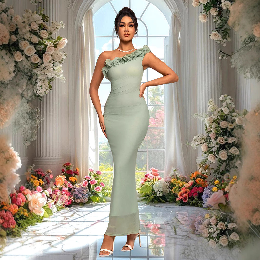 Damen Elegantes Tailliertes Abendkleid mit Rüschen R&B