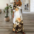 Damen Maxikleid mit floralem Design und V-Ausschnitt R&B
