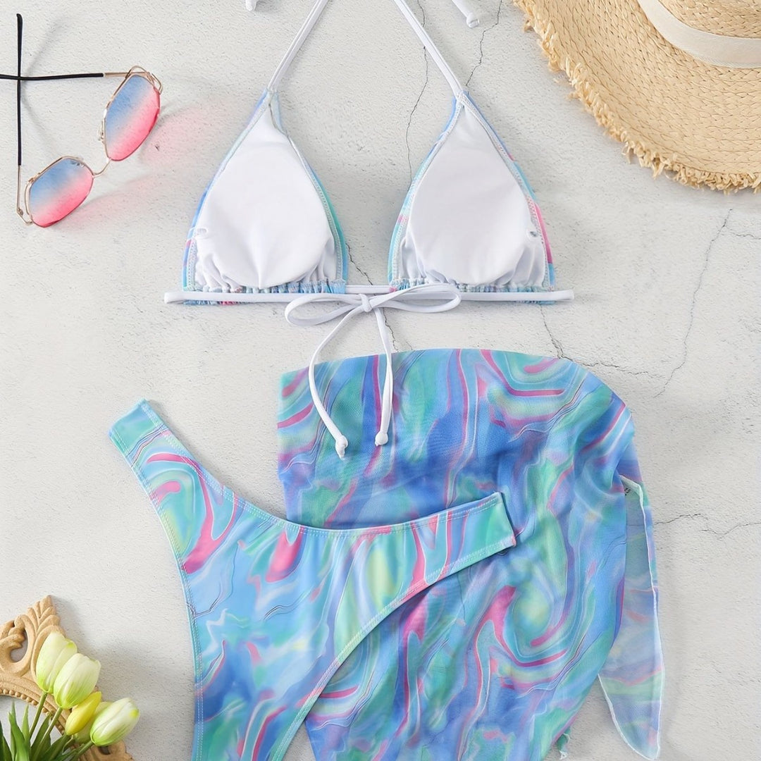 Damen Triangel-Bikini mit verspieltem Wickelrock R&B