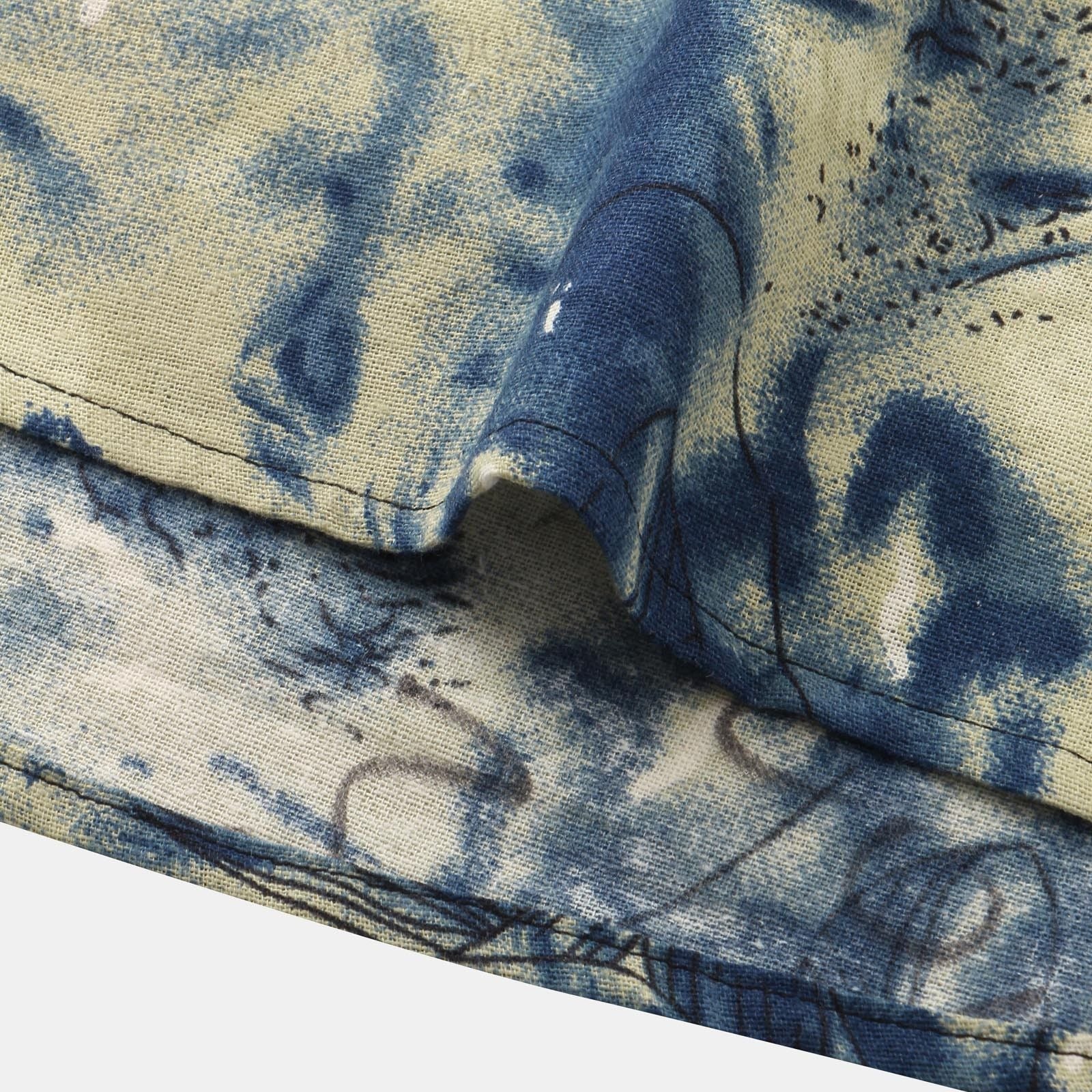 Herren Kurzarmhemd mit kreativem Aquarellmuster und button-down Kragen