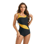 Damen Sportlicher Einteiler Badeanzug mit modernem Farbdesign R&B