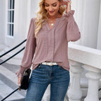 Damen Bluse mit elegantem Lochmuster und lässigem Schnitt R&B