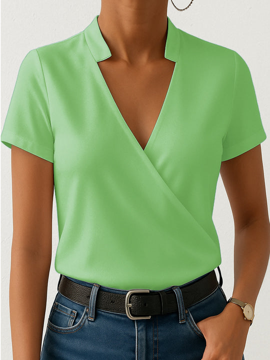 Damen Elegantes Wickeloberteil mit modischem Stehkragen R&B