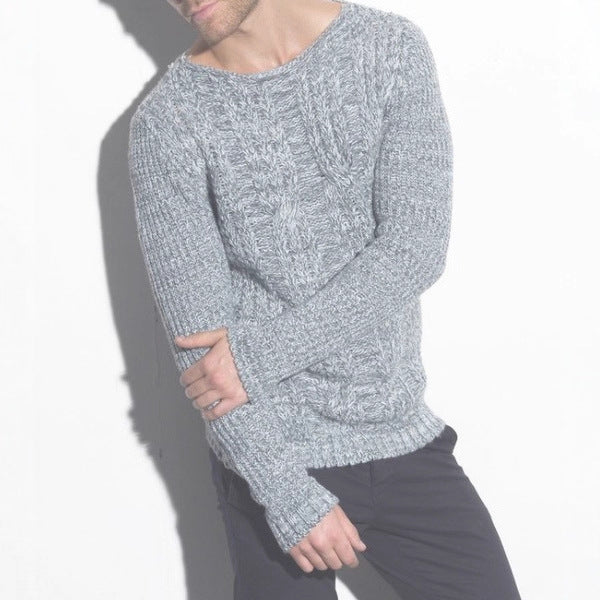 Herren Grobstrickpullover mit strukturiertem Zopfdesign und lässigem Rundhalsausschnitt R&B