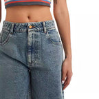 Damen Denim-Bermudashorts mit lässigem Schnitt und fransigen Säumen R&B