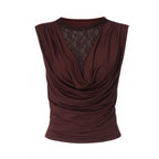 Damen Elegantes Oberteil mit Drapierung und Spitzeneinsatz R&B