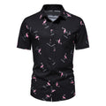 Herren Kurzarmhemd mit modernem Flamingo-Muster