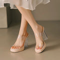 Damen Elegante Mules mit transparentem Absatz R&B