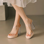 Damen Elegante Mules mit transparentem Absatz R&B