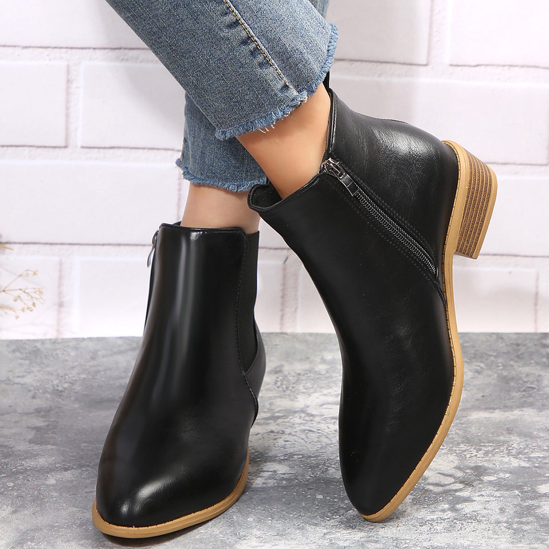 Damen modische Ankle-Boots mit elegantem Reißverschluss und stabiler Sohle R&B