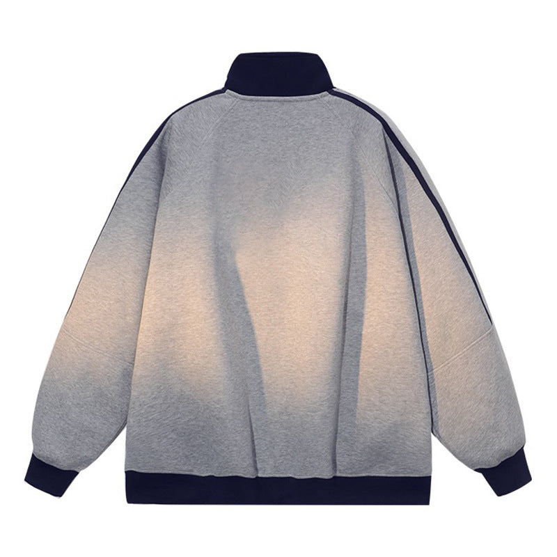 Damen Sportliche Kapuzenjacke mit Reißverschluss und angeschnittenen Ärmeln R&B
