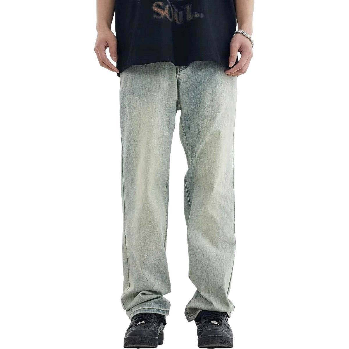 Herren lockere Denim-Jeans mit niedriger Bundhöhe