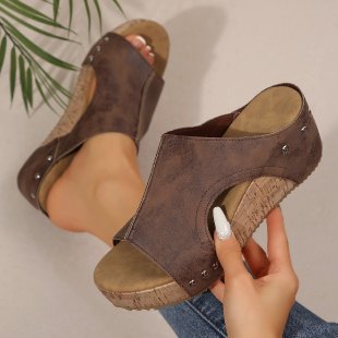 Damen Wedge-Sandalen mit komfortabler Fußbett und elegante Riemen R&B