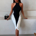 Damen figurbetontes Midi-Kleid mit asymmetrischem Design R&B