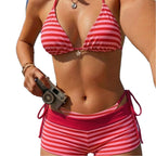 Damen Bikini-Set mit verstellbaren Trägern und hochgeschnittener Shorts R&B