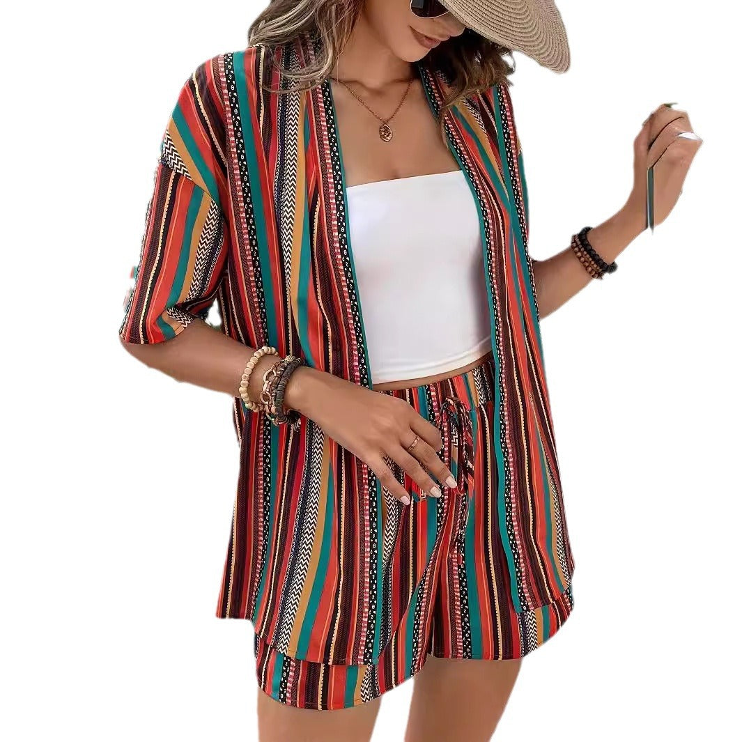 Damen farbenfrohes Resort-Outfit R&B