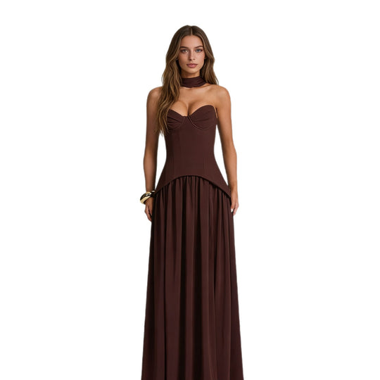 Damen Glamouröses Abendkleid mit schulterfreiem Design und exquisite Drapierung R&B