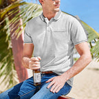 Herren Poloshirt mit modischem Kragen und praktischer Brusttasche