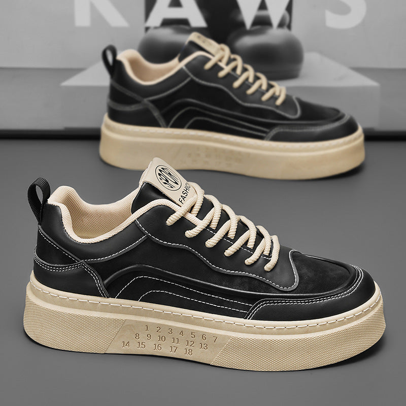 Damen modische Sneakers mit erhöhtem Plateau und robustem Leder R&B