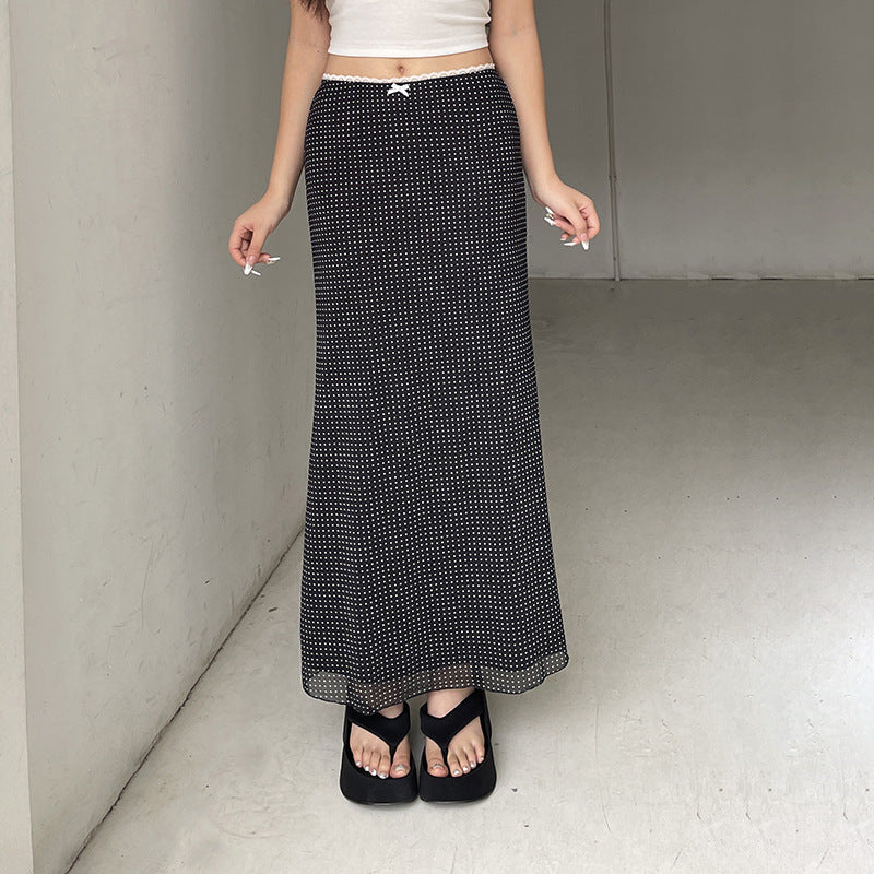 Damen Maxirock mit elegantem Punktmuster und bequemem Elastikbund R&B