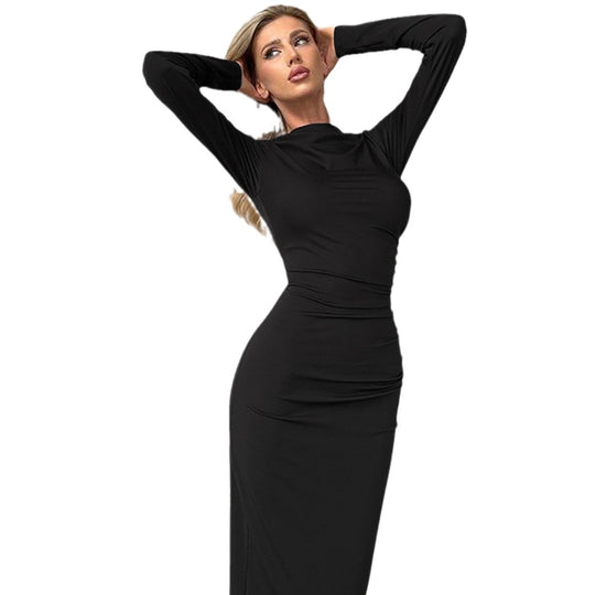 Damen Elegantes Bodycon-Maxikleid mit langen Ärmeln und figurbetontem Schnitt R&B