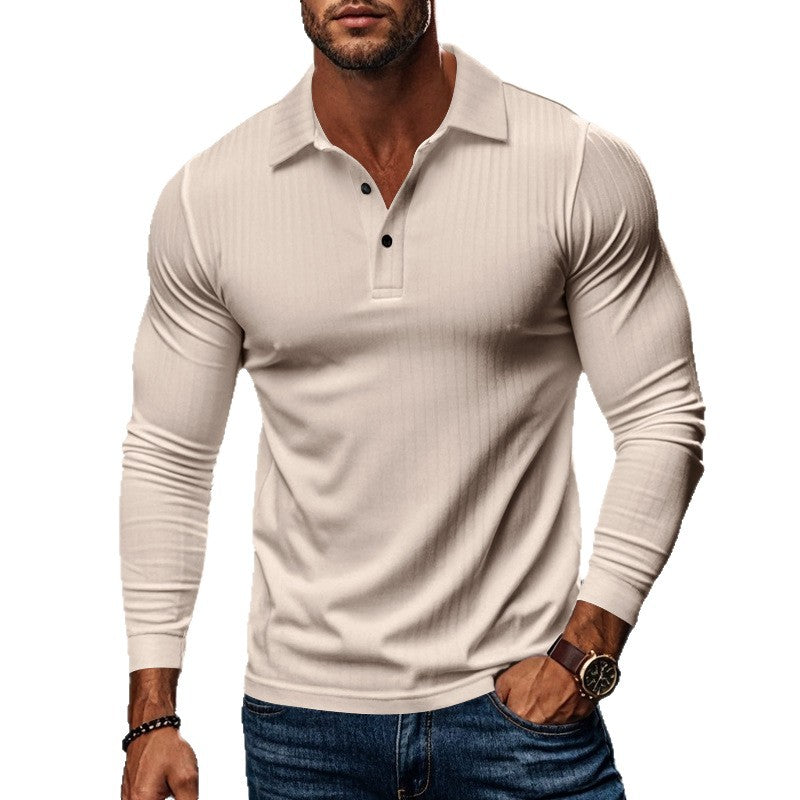 Herren Langarm-Polohemd mit strukturiertem Stoff R&B