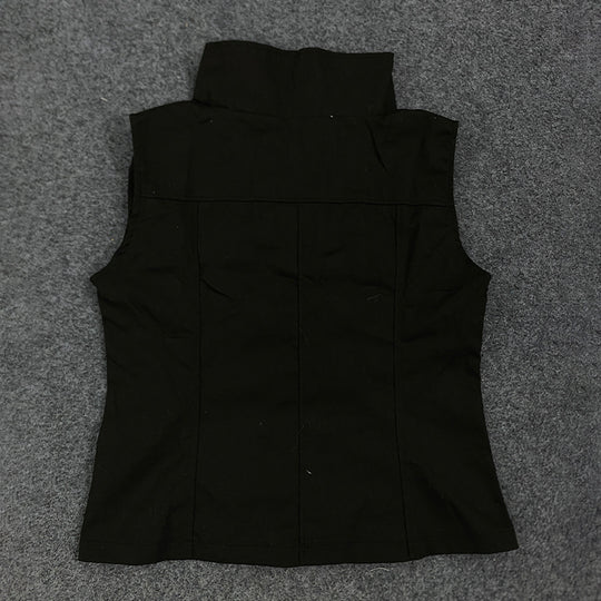 Damen Modische Blusen-Weste mit asymmetrischem Kragen und Knopfverschluss R&B