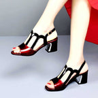 Damen Elegante Sandaletten mit modischem Riemchen-Design und komfortablem Blockabsatz R&B