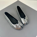 Damen Mokassin Balletschuhe mit einzigartiger Zehenform und glänzender Oberfläche