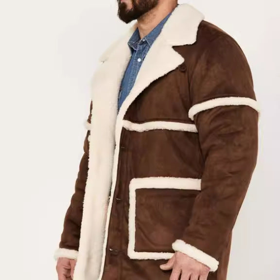 Herren Lammfelljacke mit breitem Revers