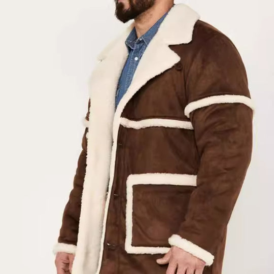 Herren Lammfelljacke mit breitem Revers