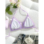 Damen Triangel-Bikinioberteil mit Blumenapplikationen R&B