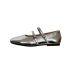 Damen Ballerinas mit doppeltem Riemen und glänzendem Obermaterial R&B