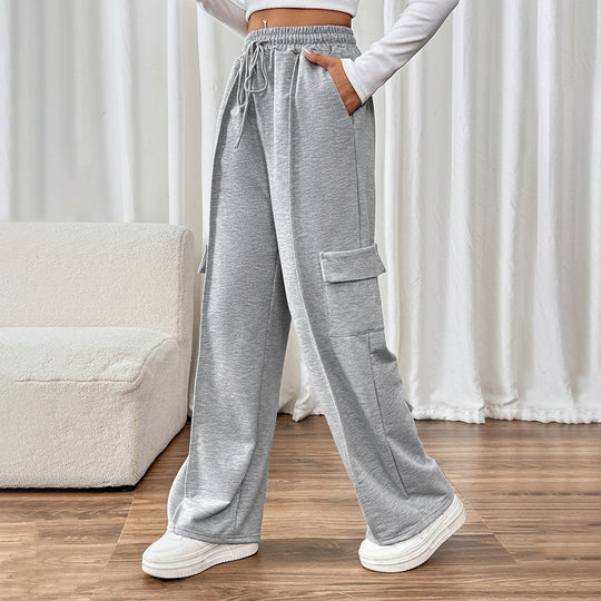 Damen Bequeme Cargo-Hose mit elastischem Bund und seitlichen Taschen R&B