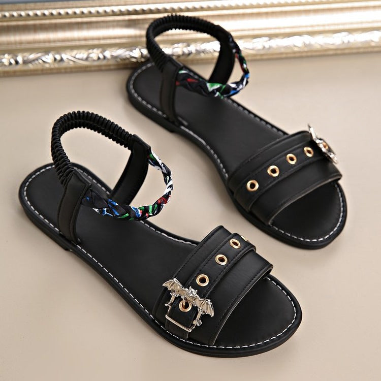Damen modische Sandalen mit verstellbarem Riemchen und auffälligem Dekorelement R&B