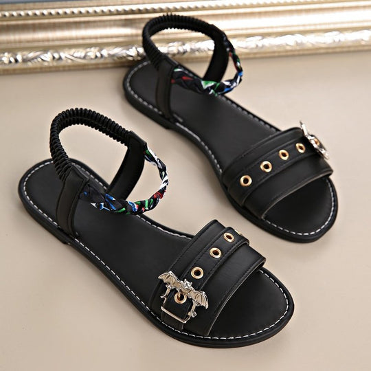 Damen modische Sandalen mit verstellbarem Riemchen und auffälligem Dekorelement R&B