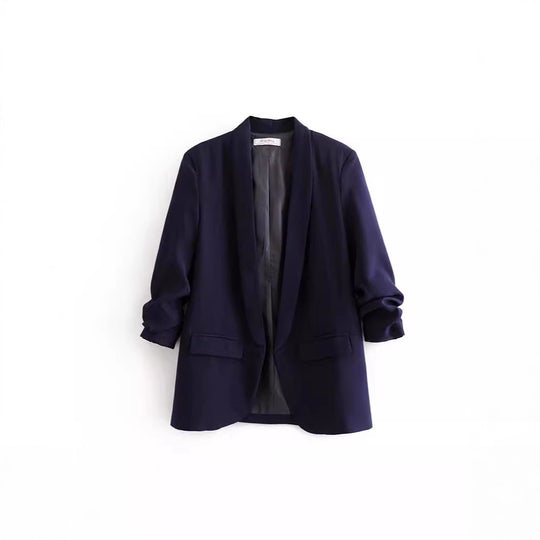 Damen eleganter Blazer mit gekrempelten Ärmeln und praktischen Taschen R&B