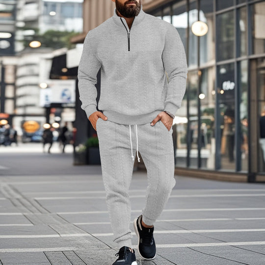Herren Sportlicher Strickanzug mit Stehkragen und Reißverschluss R&B