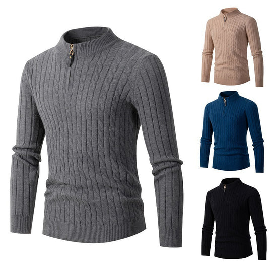 Herren eleganter Rollkragenpullover mit strukturiertem Zopfmuster R&B