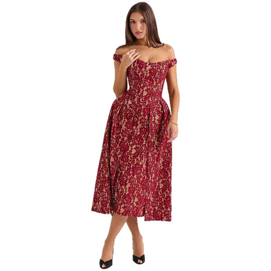 Damen Abendkleid mit raffinierten Spitzenapplikationen und elegantem Schnitt R&B