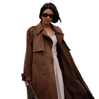 Damen Stilvoller Trenchcoat mit weitem Schnitt und Gürtel R&B