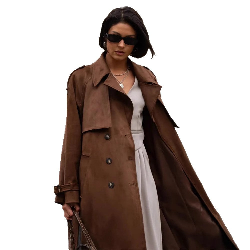 Damen Stilvoller Trenchcoat mit weitem Schnitt und Gürtel R&B