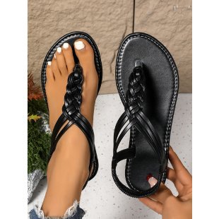 Damen geschlossene Zehentrenner-Sandalen mit geflochtenem Riemendesign R&B