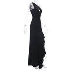 Damen Elegantes Maxikleid mit asymmetrischem Schnitt und Raffung R&B